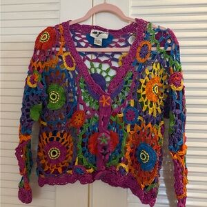 Vintage Multicolor Crochet Cardigan